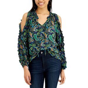 Willow Drive Ruffled Cold Shoulder Top